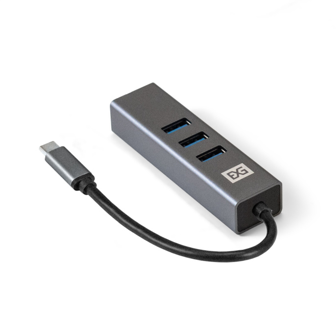 USB-Хаб (концентратор) 4-в-1 ExeGate DUB-4TC (кабель-адаптер USB Type C --> 4xUSB3.0, Plug&Play, корпус алюминиевый, серебристый) EX293987RUS