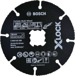 Отрезной диск Bosch X-lock 2.608.619.283 обрабатываемый материал: дерево/пластик/гипсокартон, 115 мм, посадочный диаметр 22.23 мм