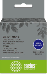 Картридж Cactus CS-D1-40910, 40910, 9мм,  черный шрифт, прозрачный фон,  7м ( CS-D1-40910