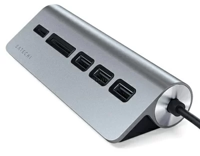 Док-станция Satechi Type-C Aluminum USB 3.0 Hub and Card Reader ST-TCHCRM (3xUSB 3.0, SD, micro-SD) Серый