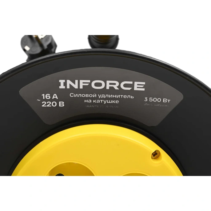 Силовой удлинитель Inforce на катушке 4 гнезда, с/з ПВС 3х1,5 16A 10м IP20 GRANITE ZG 09-15-09