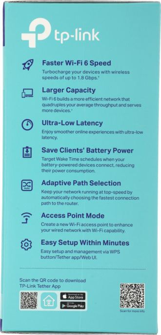 Повторитель беспроводного сигнала TP-Link RE600X AX1800 10/100/1000BASE-TX белый