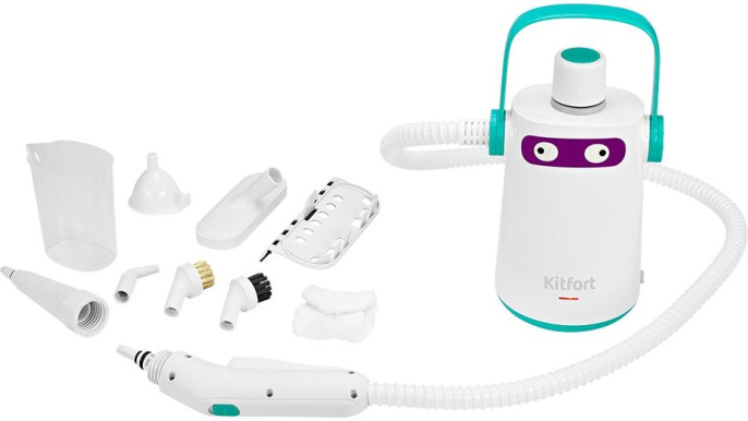 Пароочиститель KitFort КТ-9109-3,  белый/бирюзовый