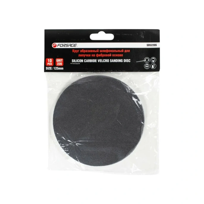 Круг абразивный шлифовальный на фибровой основе (10 шт; 125 мм; Velcro; P220) Forsage F-SD5220S 50903