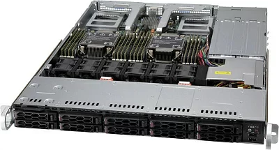 Сервер Supermicro CloudDC SuperServer 1U 120C-TN10R 2x4310 12C 2.1GHz/4x32Gb RDIMM 3200(16xslots)/1xSM883 240GB SATA(10x2.5")/2x10Gbe RJ45/2x860W