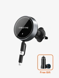 Беспроводное зарядное устройство CABLETIME CE13B (CT-WPH02-PG) для автомобиля