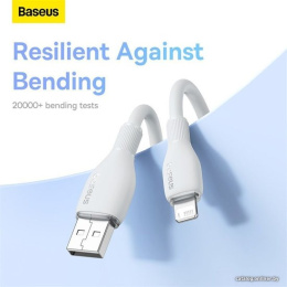 Кабель Baseus P10355700221-01 Pudding Series Fast Charging Cable USB to iP 2.4A 2m Stellar White (передача данных: 480 Мбит/с, поддержка быстрой зарядки)