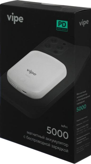 NONAME Мобильный аккумулятор Vipe Jake 5000mAh PD 20W 3A USB-C беспров.зар. белый VPPBJAKE5KSTWH