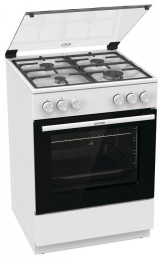 Плита Газовая Gorenje GG6A11WF белый стеклянная крышка реш.чугун