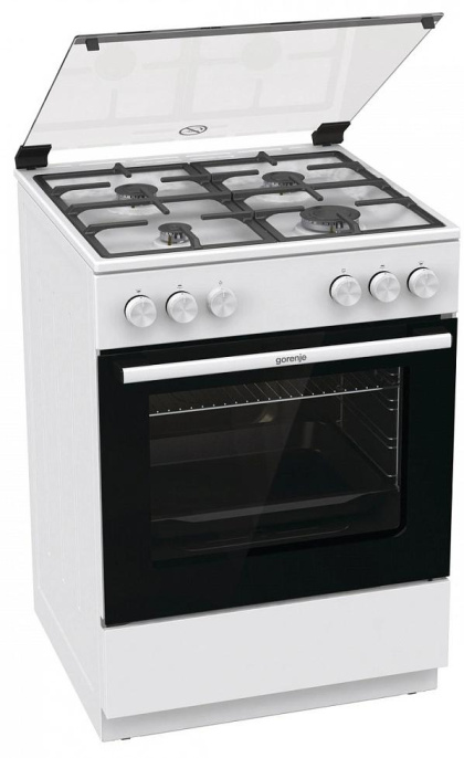 Плита Газовая Gorenje GG6A11WF белый стеклянная крышка реш.чугун