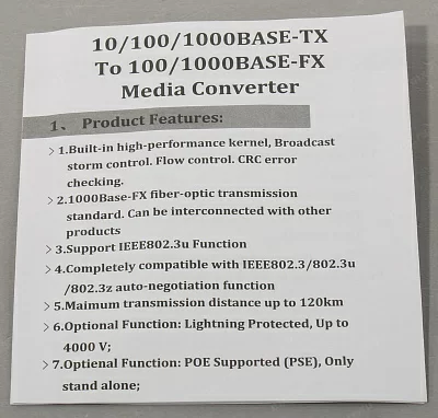 Медиаконвертер MultiCo MY-MC1000B 20km V2 (1 порт 1000 Мбит/сек, 1 порт 1000Base-FX, RX 1310 нм/TX 1550 нм ), Simplex