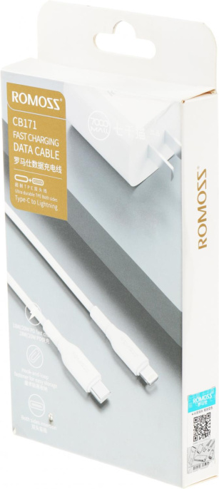 Кабель Romoss CB171,  Lightning (m) -  USB Type-C (m),  1м,  3A,  белый [6958377511794]
