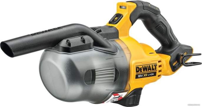 Пылесос DeWalt DCV501LN-XJ щеточный, ручной, объем бака: 0.75л, источник питания: аккумулятор, Li-Ion, 18В, тип пылесборника: контейнер, длина всасывающего шланга: 0.625м, уровень шума: 75дБ А , уровень