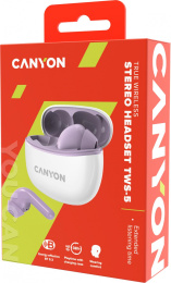 Гарнитура вкладыши Canyon TWS-5 фиолетовый беспроводные bluetooth в ушной раковине CNS-TWS5PU