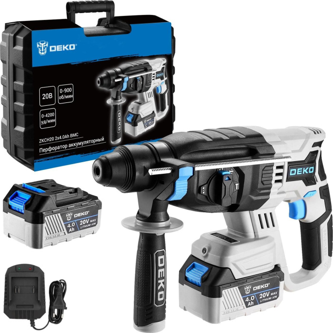 Перфоратор Deko ZKCH20 патрон:SDS-plus уд.:3Дж аккум. кейс в комплекте