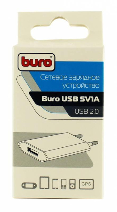 Сетевое зарядное устройство Buro TJ-164b,  USB-A,  5Вт, 1A, черный