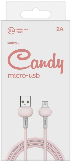 Кабель Redline Candy,  micro USB (m) -  USB (m),  1м,  2A,  розовый [ут000021986]