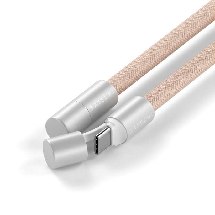 Зарядный кабель - ремень через плечо Satechi OntheGo Crossbody Lanyard Cable 60W. Длина: 1.5м. Цвет: пыльно-розовый (ST-LOTGLR)