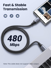 Кабель UGREEN US535 15311 USB-C to USB-C 240WPD Fast Charging Cable в оплетке. Длина: 1м. Цвет: серый космос