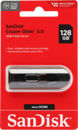 Флешка USB Sandisk Cruzer Glide 128ГБ, USB3.0, черный и красный [sdcz600-128g-g35]