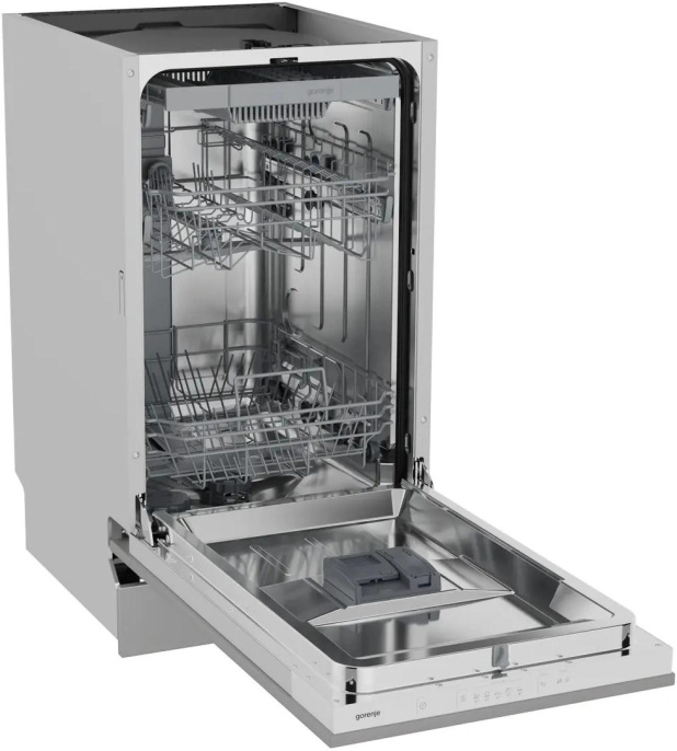 Встраиваемая посудомоечная машина Gorenje GV523E10WE,  узкая, ширина 44.8см, полновстраиваемая, загрузка 11 комплектов, серебристый