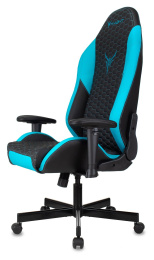 Кресло игровое Knight Neon черный/голубой соты экокожа с подголов. крестов. металл