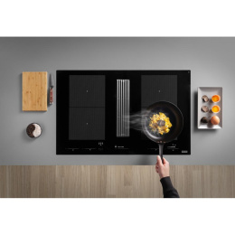 FRANKE 340.0705.335 FMY 8391R HI, Индукционная варочная панель с интегрированной вытяжкой Mythos 2gether Icon Steel FMY 8391R HI, черное стекло. Ширина 830 мм, 4 зоны нагрева. 3 уровн