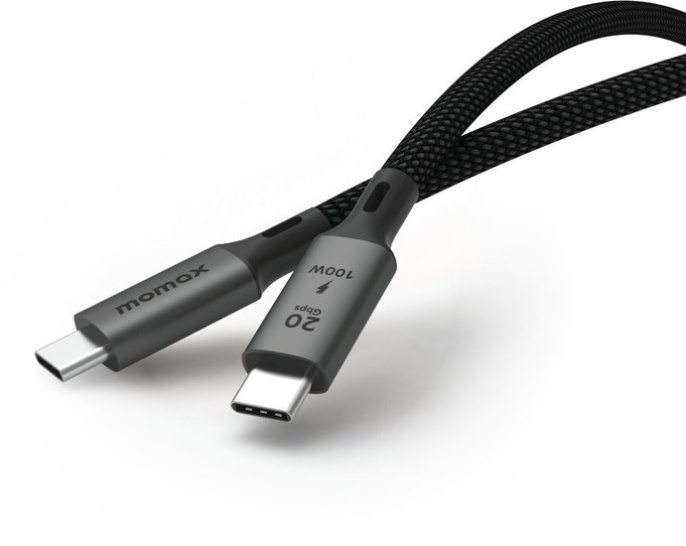 Кабель Momax Elite DC32D USB-C-USB-C 100W 2м Черный USB3.2 Gen 2X2, 4K 60Hz, материал: алюминий, нейлон