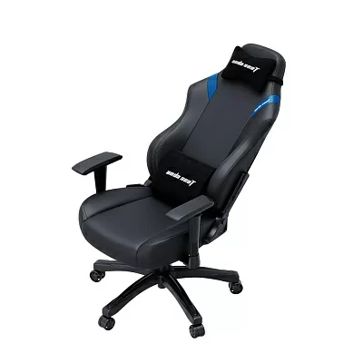 Кресло игровое Anda Seat Luna series цвет черный с синими вставками, размер L (110кг), материал ПВХ (модель AD18)