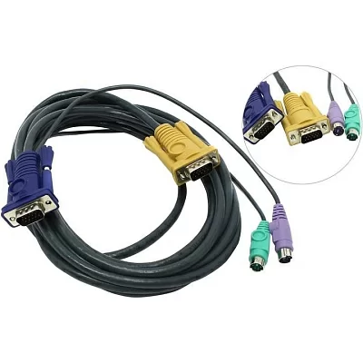 D-Link DKVM-IPCB Кабель для KVM-переключателя DKVM-IP8 длиной 1,8 м с разъемами VGA и PS/2