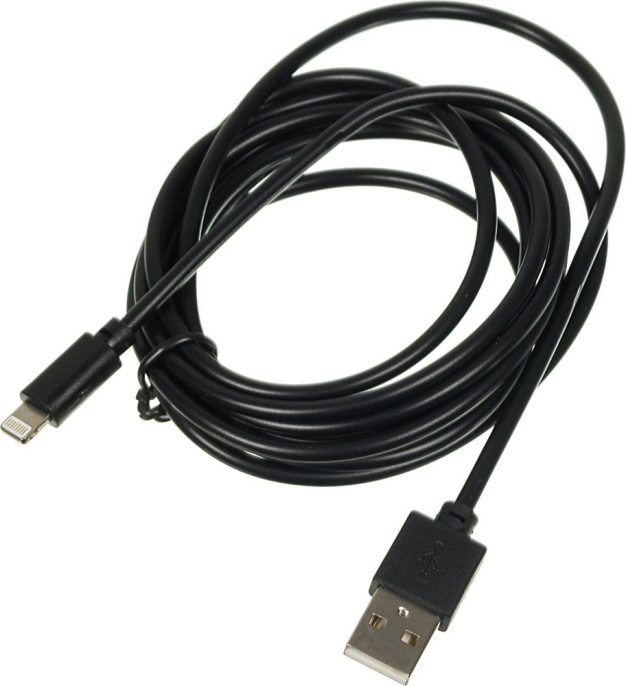 Кабель Digma Lightning (m) -  USB (m),  2м,  2A,  черный [light-2m-blk]