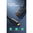 Кабель-адаптер UGREEN 20134 Micro HDMI Male to HDMI Female Adapter Cable. Длина 22 см. Цвет: черный (20134_)