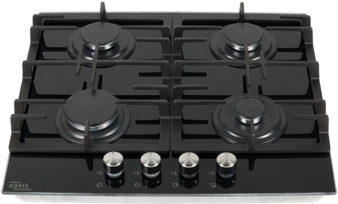 Газовая варочная панель OASIS P-GEB,  4 конфорки,  закаленное стекло,  черный
