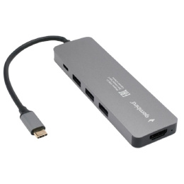 Gembird Док-станция Type-C 5в1: 3xUSB3.1, PD100W, HDMI, кабель 17см, алюминий UHB-D1