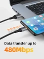 Кабель CABLETIME CA50H (CT-AMCM5A-AG1) 1 м, 5A USB A до USB C, нейлоновый, черный