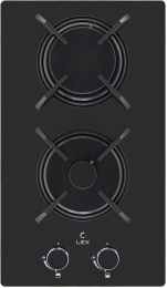 Газовая варочная панель LEX GVG 323A BBL,  2 конфорки,  закаленное стекло,  черный