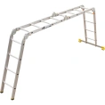 Алюминиевая лестница Алюмет шарнирная четырехсекционная с одним стабилизатором 4х4 ступеней. Серия T4144L