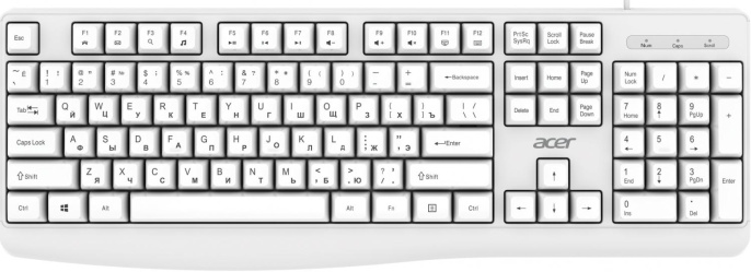 Клавиатура Acer OKW301, проводная, USB, мембранная, белый [zl.kbdcc.01b]