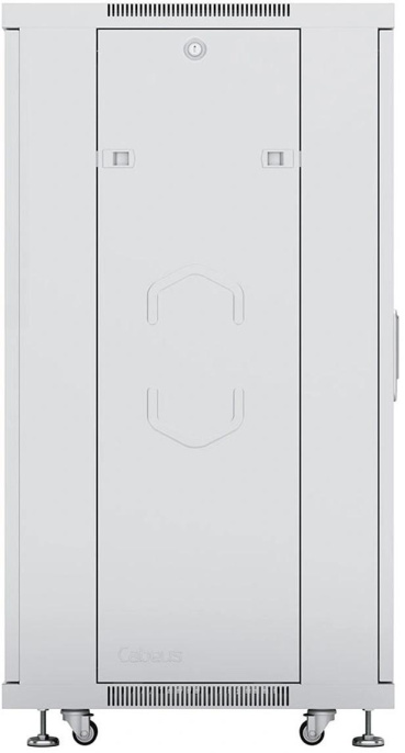 Cabeus SH-05C-18U60/60 Шкаф монтажный телекоммуникационный 19" напольный для распределительного и серверного оборудования 18U 600x600x988mm (ШхГхВ) передняя стеклянная и задняя сплошная металлическая двери, ручка с замком, цвет серый (RAL 7035)