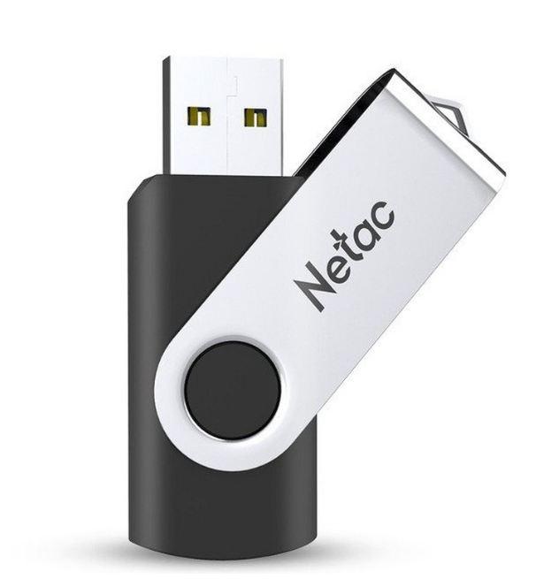Флешка USB NETAC U505 8ГБ, USB2.0, черный и серебристый [nt03u505n-008g-20bk]