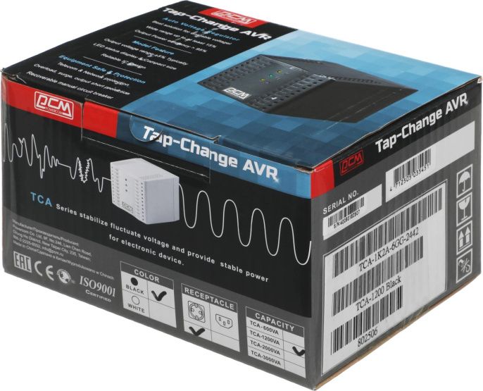Стабилизатор напряжения Powercom TCA-1200 600Вт 1200ВА черный TCA-1200 BLACK