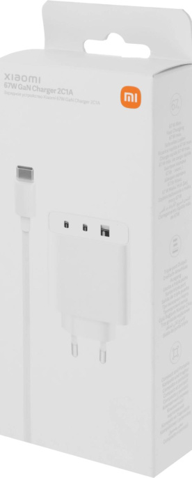 Сетевое зарядное устройство Xiaomi 67W GaN Charger 2C1A EU,  USB-A,  2xUSB-C, 67Вт, 6.1A, белый [bhr7493eu]