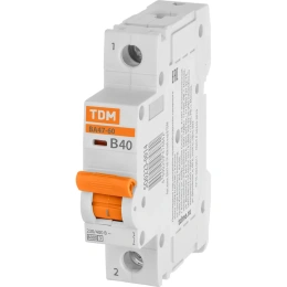 Автоматический выключатель TDM ELECTRIC ВА47-60 1Р 40А 6кА х-ка В SQ0223-0014