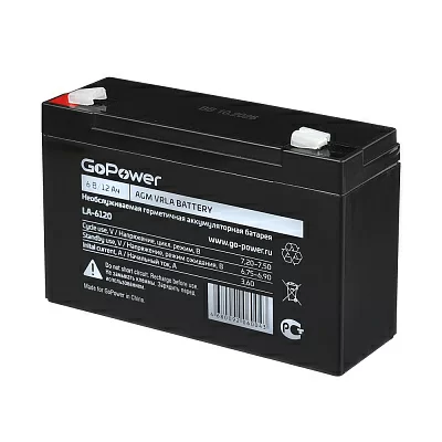 Аккумулятор свинцово-кислотный GoPower LA-6120 6V 12Ah (1/10) 00-00015322