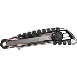Канцелярский нож BRAUBERG Metallic 18 мм роликовый фиксатор резиновые вставки металл 237159