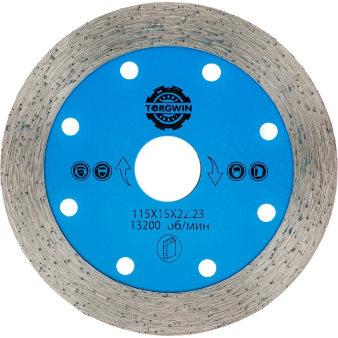 Диск алмазный TORGWIN отрезной сплошной по керамике 115x22.2/15x1.4мм. All-over Segmented Professional for Ceramic 106AG-11522KL-15_TW