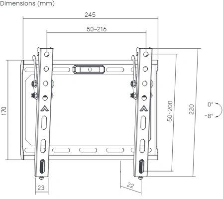 Кронштейн для телевизора ULTRAMOUNTS UM847, 13-43", настенный, наклон,  черный