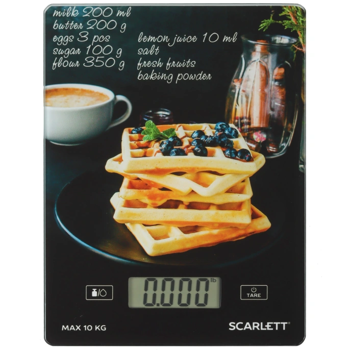 Весы кухонные электронные Scarlett SC-KS57P75  Вафли разноцветный макс.вес:10кг черный/рисунок