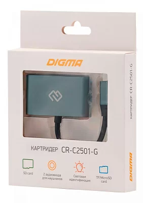 Устройство чтения карт памяти Type C Digma CR-С2501-G серый