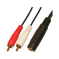 Переход 2 x RCA штекер - 6.35мм гнездо стерео Pro Legend пластик с кабелем 0,3м, Gold, PL2277